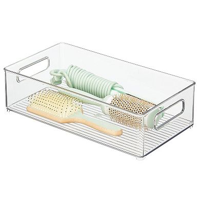 iDesign Stackable Bathroom Storage Bin with Handles – Linus Collection - Clear