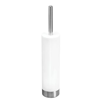 iDesign Slim Toilet Bowl Brush and Holder for Bathroom Storage - White/Brushed Stainless Steel
