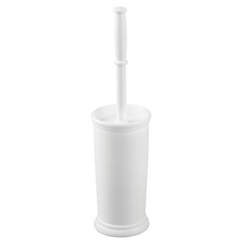 iDesign Kent Toilet Bowl Brush and Holder for Bathroom Storage - White