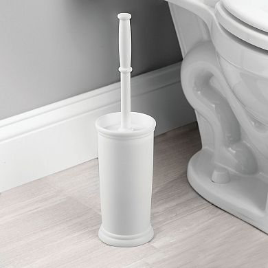 iDesign Kent Toilet Bowl Brush and Holder for Bathroom Storage - White