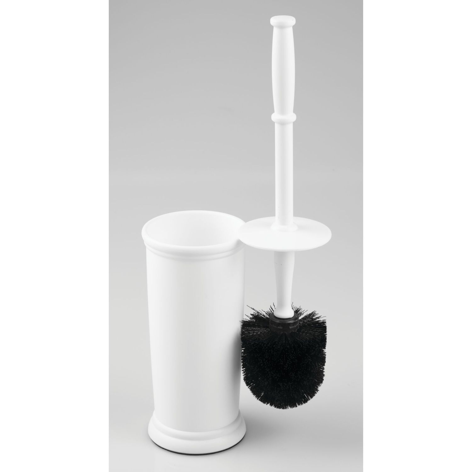 IDesign Loop Toilet Brush And Holder Set - Clear With Chrome Accents, Modern Bathroom Storage