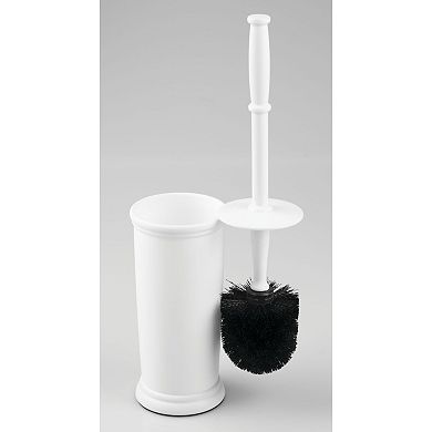 iDesign Kent Toilet Bowl Brush and Holder for Bathroom Storage - White