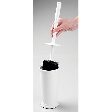 iDesign Kent Toilet Bowl Brush and Holder for Bathroom Storage - White