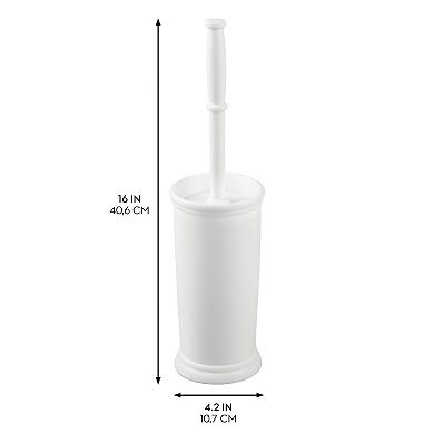 iDesign Kent Toilet Bowl Brush and Holder for Bathroom Storage - White