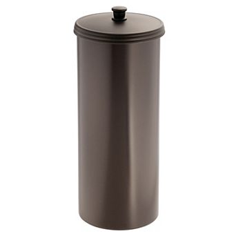 iDesign Toilet Paper Canister with Lid - Freestanding Holder for 3 Extra Rolls - Bronze
