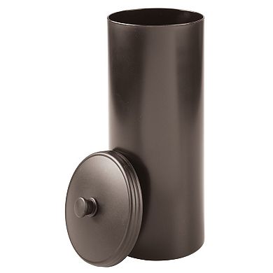iDesign Toilet Paper Canister with Lid - Freestanding Holder for 3 Extra Rolls - Bronze