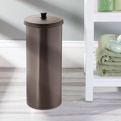 iDesign Toilet Paper Canister with Lid - Freestanding Holder for 3 Extra Rolls - Bronze