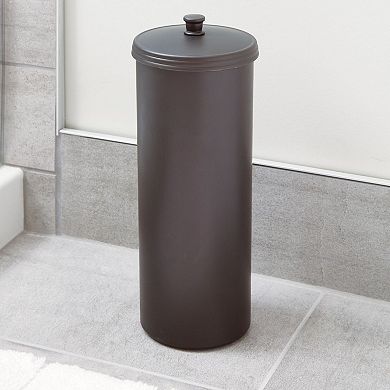 iDesign Toilet Paper Canister with Lid - Freestanding Holder for 3 Extra Rolls - Bronze