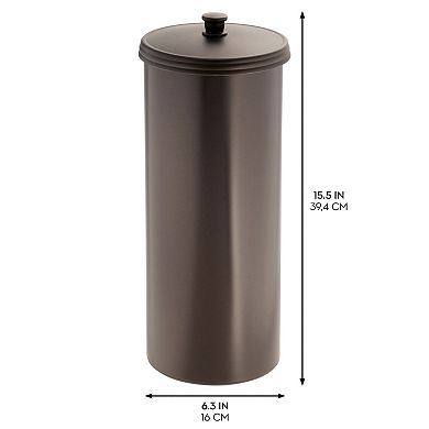 iDesign Toilet Paper Canister with Lid - Freestanding Holder for 3 Extra Rolls - Bronze
