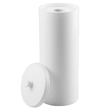 iDesign Kent Free Standing Toilet Paper Roll Holder for Bathroom Storage - White