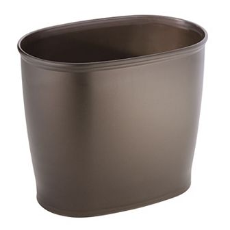 iDesign Small Oval Plastic Bathroom Trash Can - Bronze