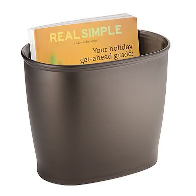 iDesign Small Oval Plastic Bathroom Trash Can - Bronze