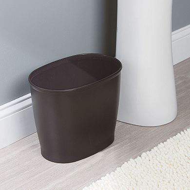 iDesign Small Oval Plastic Bathroom Trash Can - Bronze