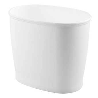 iDesign Kent Bathware, Oval Wastebasket Trash Can for Bathroom, Kitchen, Office - White