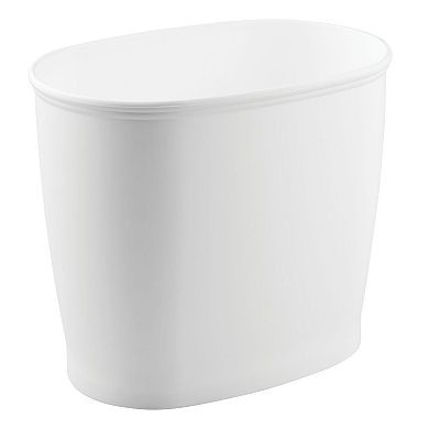 iDesign Kent Bathware, Oval Wastebasket Trash Can for Bathroom, Kitchen, Office - White