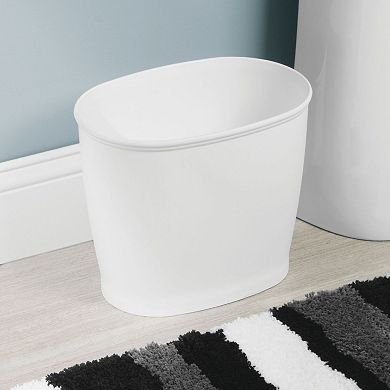 iDesign Kent Bathware, Oval Wastebasket Trash Can for Bathroom, Kitchen, Office - White
