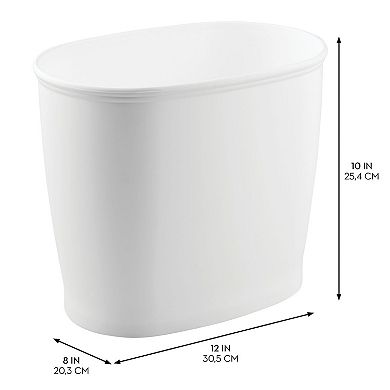 iDesign Kent Bathware, Oval Wastebasket Trash Can for Bathroom, Kitchen, Office - White