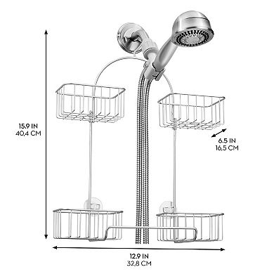 iDesign Hanging Handheld Shower Hose Caddy - Storage for Shampoo, Conditioner, or Body Wash - Chrome