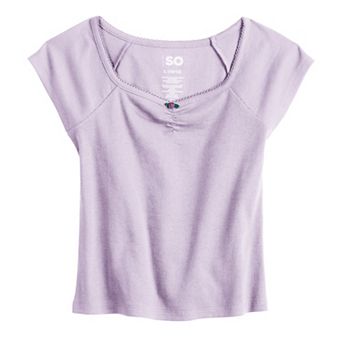 Girls 6-20 SO® Essential Cinch Front Short Sleeve Top in Regular & Plus Size