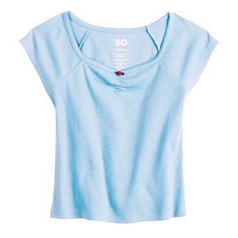 Girls 6-20 SO® Essential Cinch Front Short Sleeve Top in Regular & Plus Size
