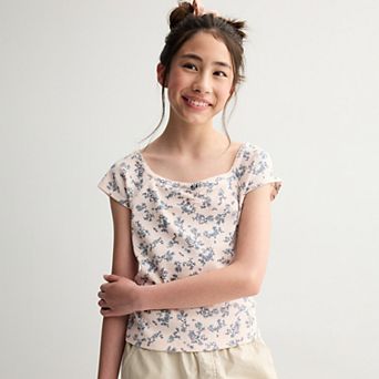 Girls 6-20 SO® Essential Cinch Front Short Sleeve Top in Regular & Plus Size