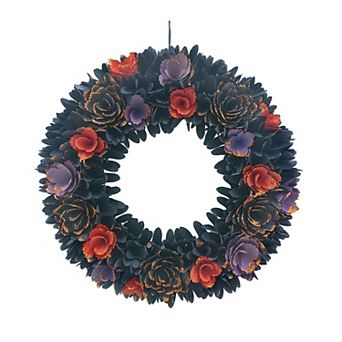 Celebrate Together™ Halloween Wood Curl Artificial Wreath with Flowers