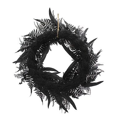 Celebrate Together™ Halloween Black Botanicals Skull Artificial Wreath