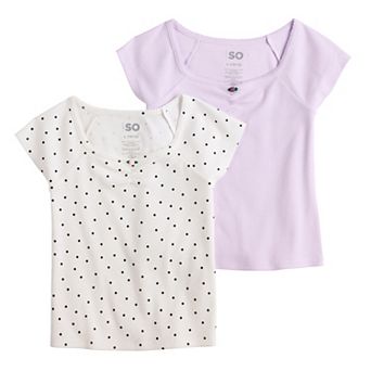 Girls 6-20 SO® 2 pc Essential Cinch Front Short Sleeve Top Set in Regular & Plus Size