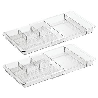 iDesign Expandable Desk Drawer Organizer - Clarity Collection – Set of 2- Clear