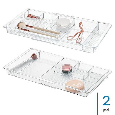 iDesign Expandable Desk Drawer Organizer - Clarity Collection – Set of 2- Clear