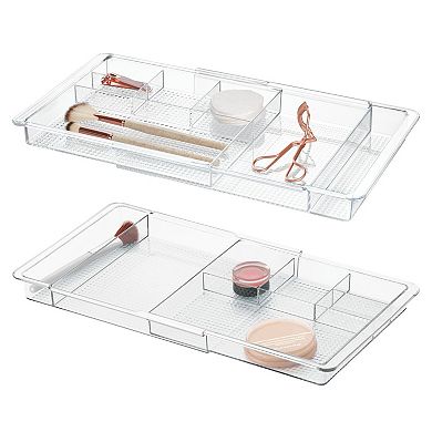 iDesign Expandable Desk Drawer Organizer - Clarity Collection – Set of 2- Clear