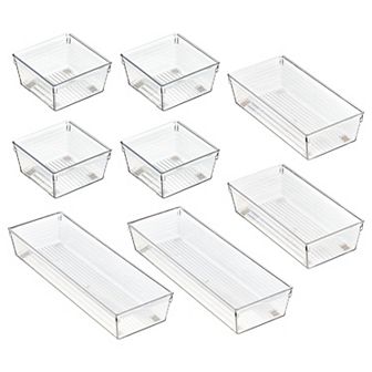 iDesign Plastic Office Drawer Organizers – Set of 8 - Sierra Collection – Clear