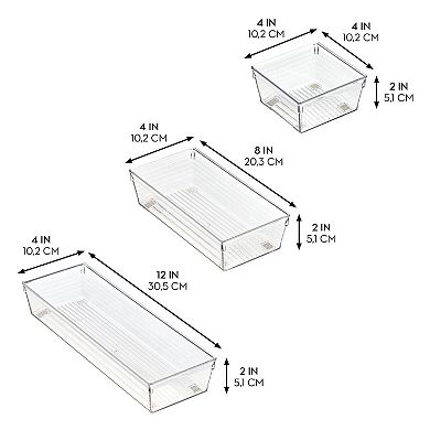 iDesign Plastic Office Drawer Organizers – Set of 8 - Sierra Collection – Clear