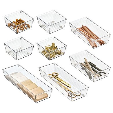 iDesign Plastic Office Drawer Organizers – Set of 8 - Sierra Collection – Clear