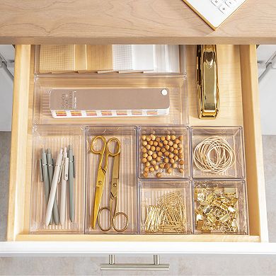 iDesign Plastic Office Drawer Organizers – Set of 8 - Sierra Collection – Clear