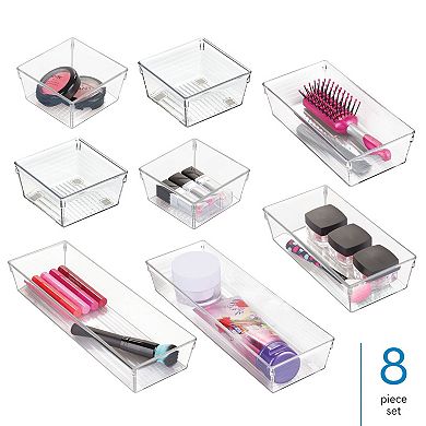 iDesign Plastic Office Drawer Organizers – Set of 8 - Sierra Collection – Clear