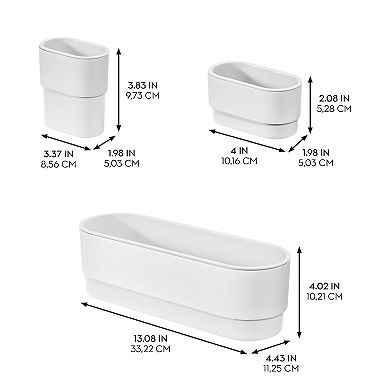 iDesign Self-Adhesive 3-Piece Bathroom Accessory Set - No-Drill Bath Accessories - White