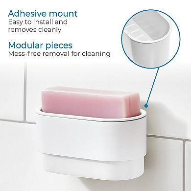 iDesign Self-Adhesive 3-Piece Bathroom Accessory Set - No-Drill Bath Accessories - White