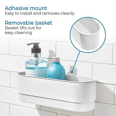 iDesign Self-Adhesive 3-Piece Bathroom Accessory Set - No-Drill Bath Accessories - White