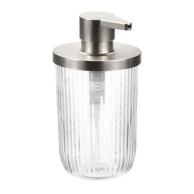 iDesign 3-Piece Fluted Glass Bathroom Accessory Set - Clear/Brushed Nickel
