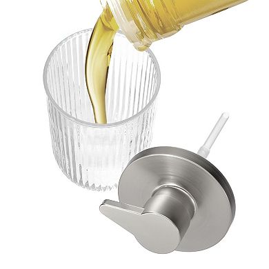 iDesign 3-Piece Fluted Glass Bathroom Accessory Set - Clear/Brushed Nickel