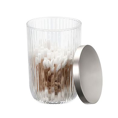 iDesign 3-Piece Fluted Glass Bathroom Accessory Set - Clear/Brushed Nickel
