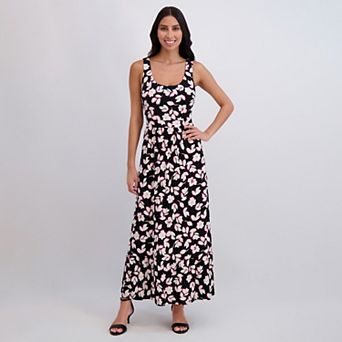 Women's London Times Scoop Neck Inset Waist Maxi Dress