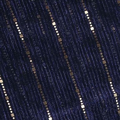 CTM Women's Sheer Sparkling Metallic Stripe Lightweight Scarf