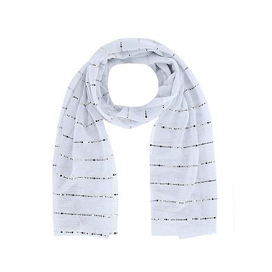 CTM Women's Sheer Sparkling Metallic Stripe Lightweight Scarf