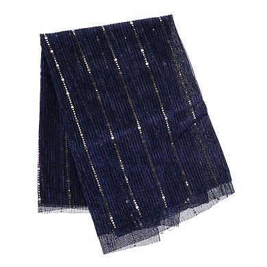 CTM Women's Sheer Sparkling Metallic Stripe Lightweight Scarf