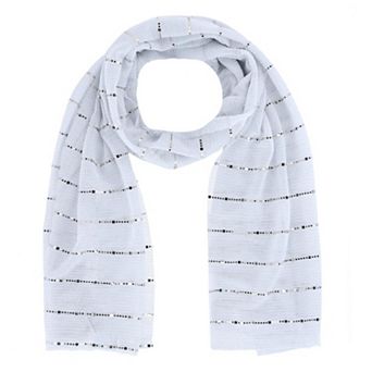 CTM Women's Sheer Sparkling Metallic Stripe Lightweight Scarf