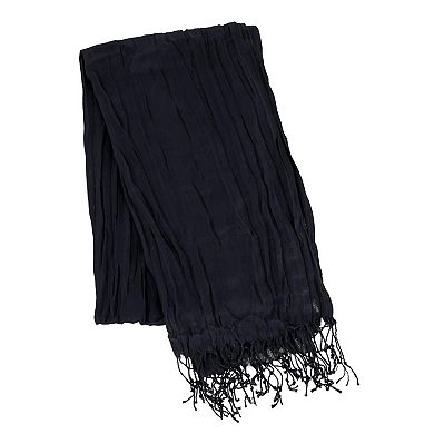 CTM Women's Solid Color Crinkle Tassel Scarf