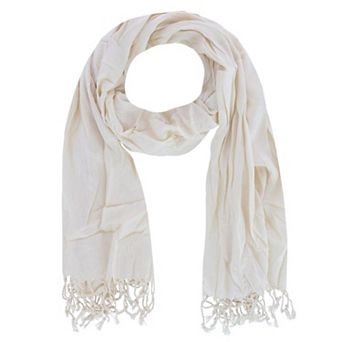 CTM Women's Solid Color Crinkle Tassel Scarf