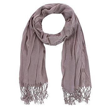 CTM Women's Solid Color Crinkle Tassel Scarf